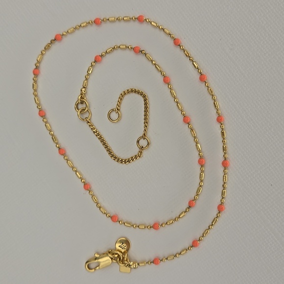 Madewell Gold Tone & Coral-Orange Bead Necklace - Picture 3 of 7